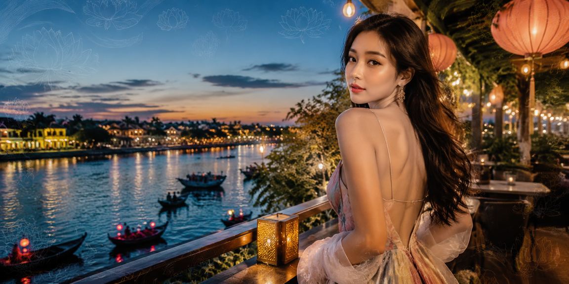 Khách hàng tại Hội An thư giãn bên ly cà phê và thực hiện giao dịch tài chính an toàn trên điện thoại