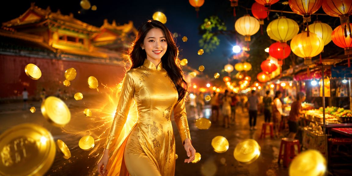 Khung cảnh người chơi xổ số truyền thống với áo dài tại Huế