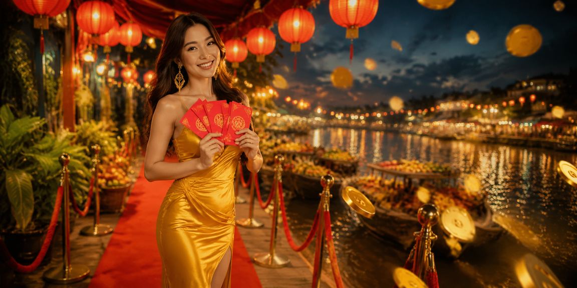 Chợ đêm Mekong rực rỡ với phong bì đỏ may mắn và không khí lễ hội sôi động